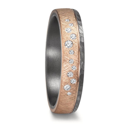 Partnerring 999 Tantaal, 585/14K roségoud Diamant 0.105 ct, 12 Steen, w-si