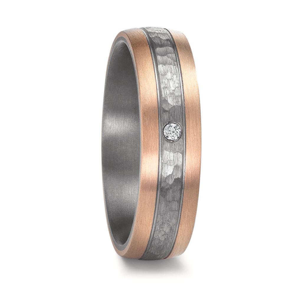 Partnerring 999 Tantaal, 585/14K roségoud Diamant 0.02 ct, w-si