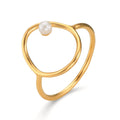 Ring Zilver Geel Verguld zoetwater Parel wit, 3 mm Ø14 mm