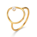 Ring Zilver Geel Verguld zoetwater Parel wit, 3 mm Ø14 mm