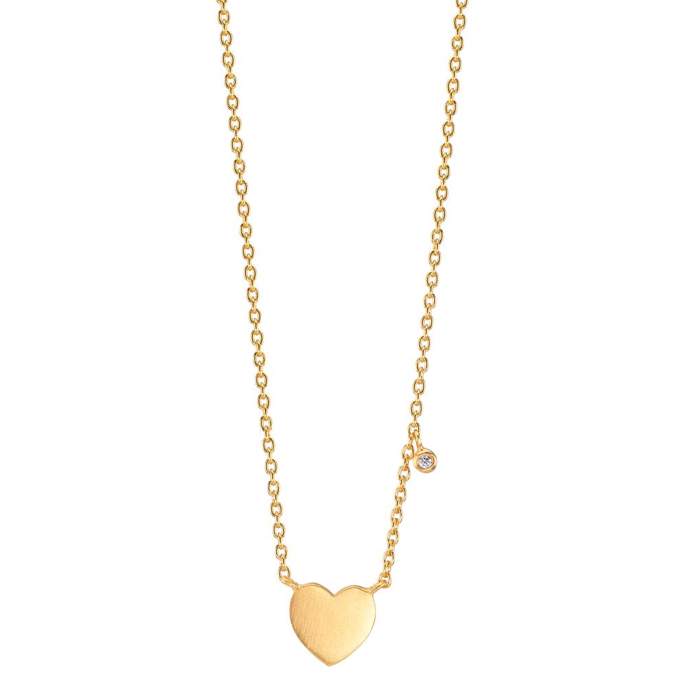 Collier Zilver Zirkonia wit Geel Verguld Hart 42-47 cm