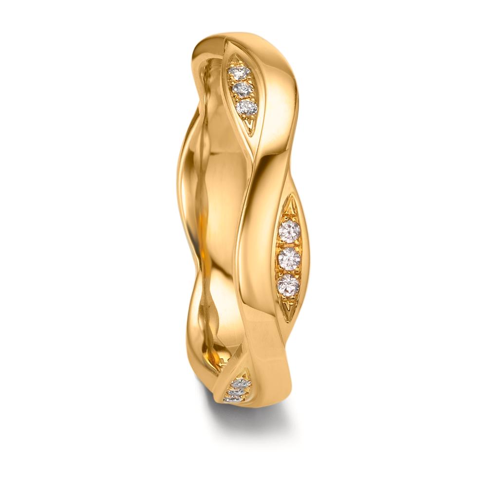 Partnerring 750/18K geel goud Diamant 0.09 ct, 18 Steen, tw-vsi