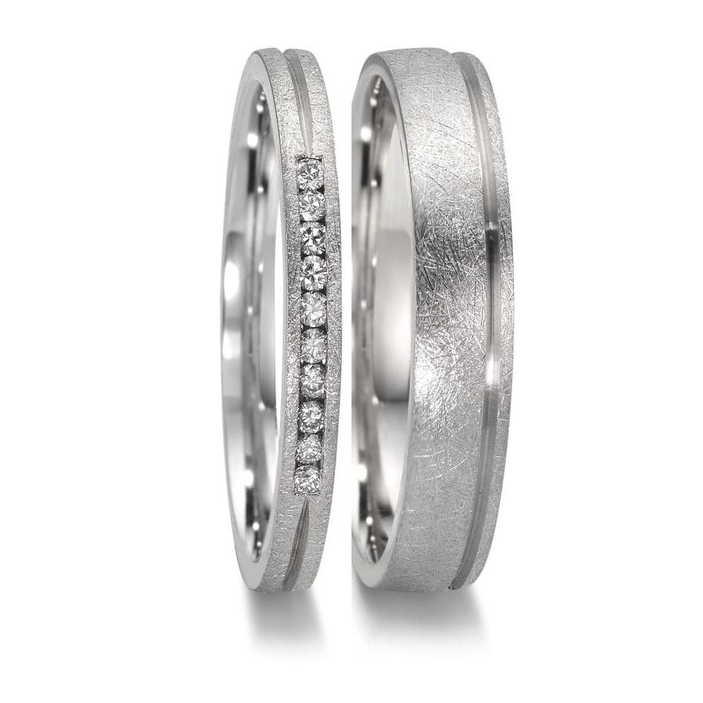 Partnerring 950 Platina Diamant 0.075 ct, 10 Steen, w-si
