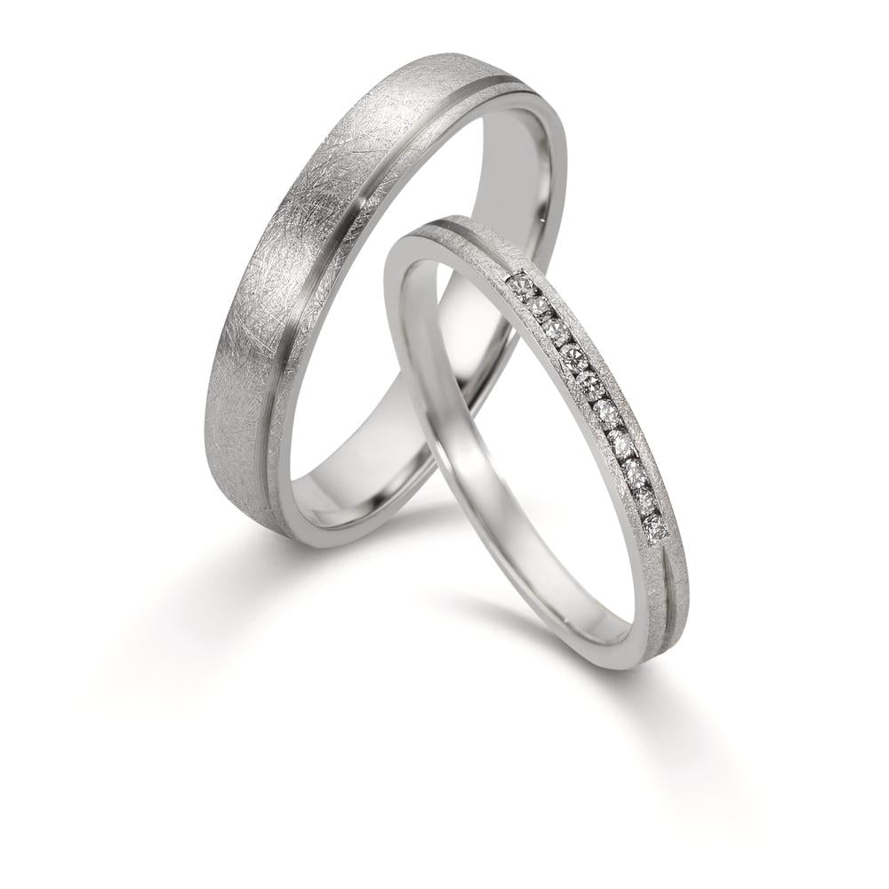 Partnerring 950 Platina Diamant 0.075 ct, 10 Steen, w-si