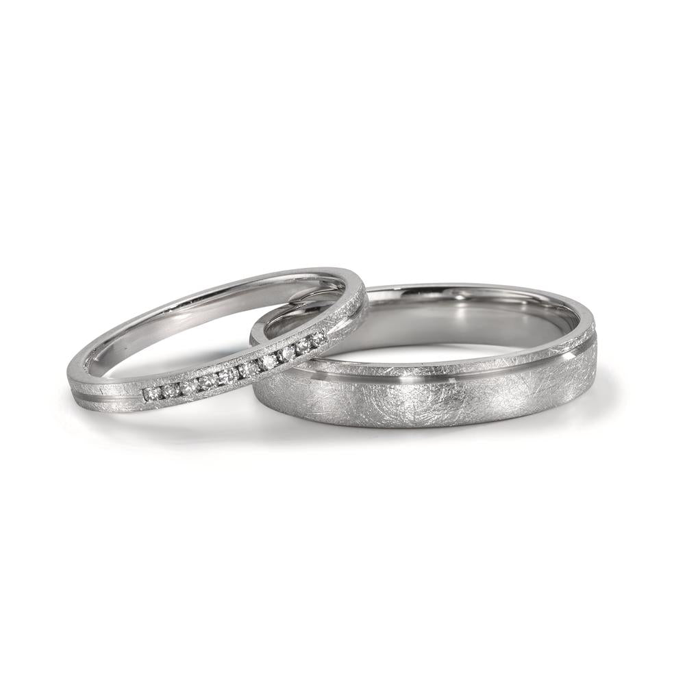 Partnerring 950 Platina Diamant 0.075 ct, 10 Steen, w-si