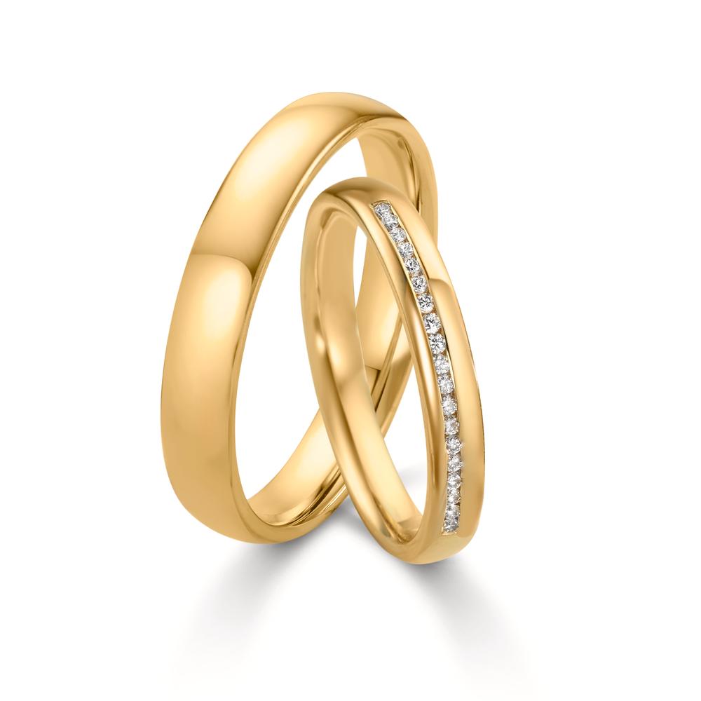 Partnerring 750/18K geel goud Diamant 0.095 ct, w-si