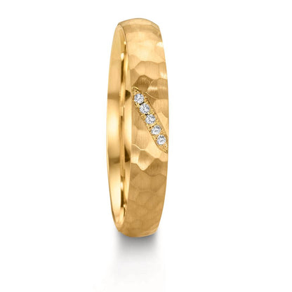 Partnerring 750/18K geel goud Diamant 0.02 ct, 4 Steen, w-si