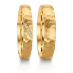 Partnerring 750/18K geel goud Diamant 0.02 ct, 4 Steen, w-si