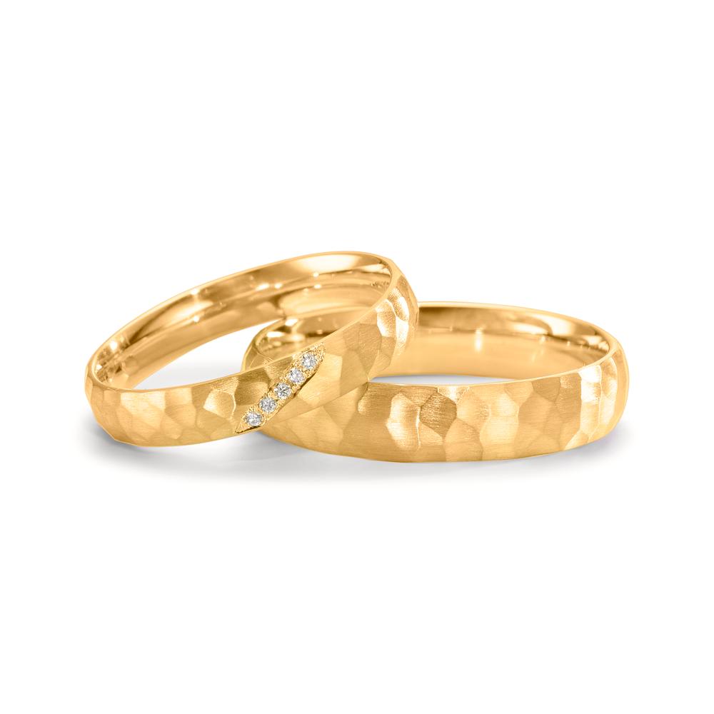 Partnerring 750/18K geel goud Diamant 0.02 ct, 4 Steen, w-si