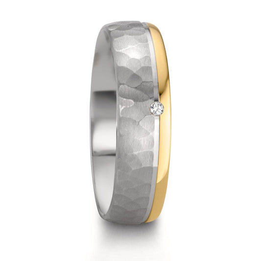 Partnerring Zilver, 585/14K roségoud Diamant 0.015 ct, w-si Bi-color