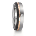 Partnerring Roestvrijstaal, 375/9K rood goud Diamant 0.02 ct, w-si