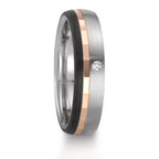 Partnerring Roestvrijstaal, 375/9K rood goud Diamant 0.02 ct, w-si