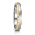 Partnerring Roestvrijstaal, 375/9K geel goud Diamant 0.015 ct, w-si