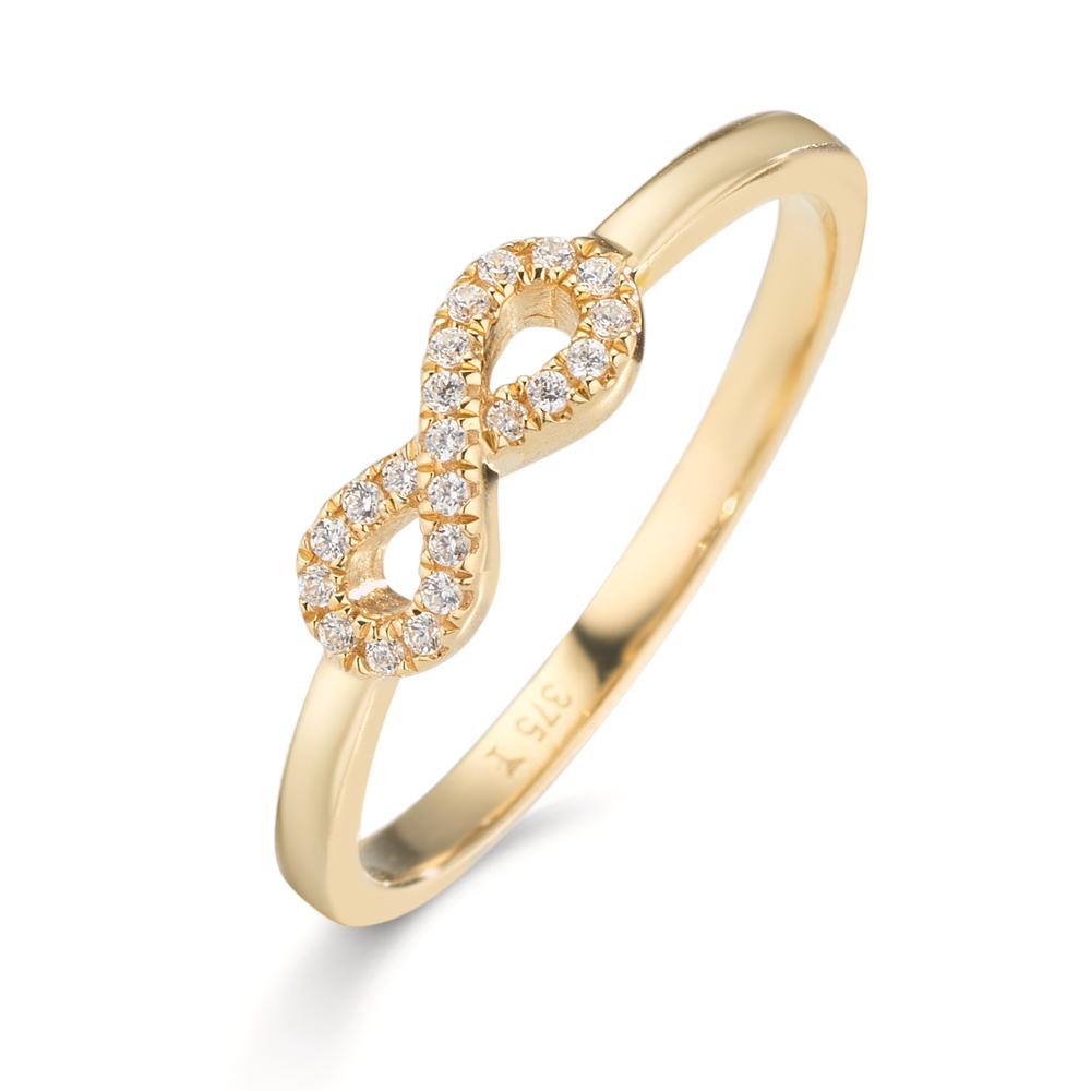 Ring 375/9K geel goud Zirkonia Oneindigheid
