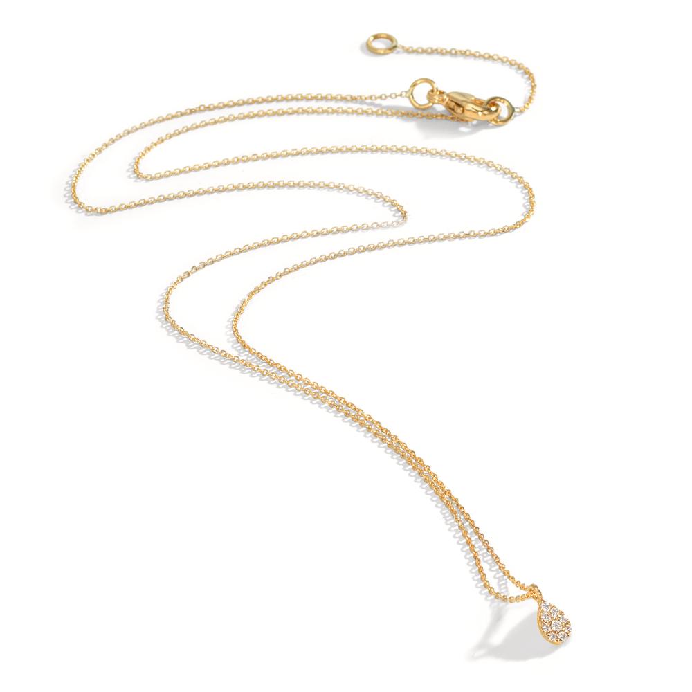 Collier 750/18K geel goud Diamant 0.04 ct, 9 Steen, w-si 42-45 cm