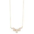 Collier 750/18K geel goud Diamant 0.08 ct, 4 Steen, w-si zoetwater Parel, 12 Parels 3.5-6.5 mm 42-45 cm