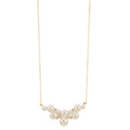 Collier 750/18K geel goud Diamant 0.08 ct, 4 Steen, w-si zoetwater Parel, 12 Parels 3.5-6.5 mm 42-45 cm