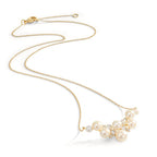 Collier 750/18K geel goud Diamant 0.08 ct, 4 Steen, w-si zoetwater Parel, 12 Parels 3.5-6.5 mm 42-45 cm