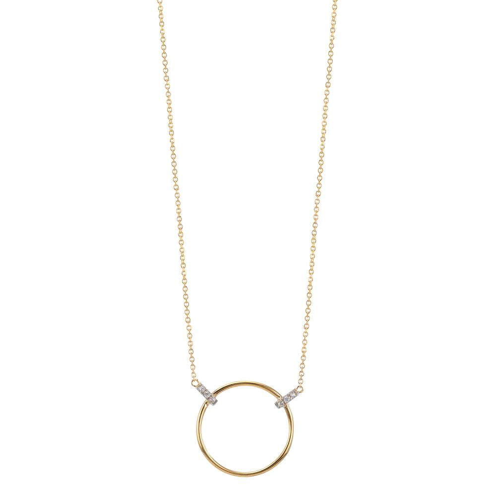 Collier 375/9K geel goud, 375/9K witgoud Zirkonia 6 Steen 42-45 cm Ø14 mm