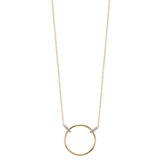 Collier 375/9K geel goud, 375/9K witgoud Zirkonia 6 Steen 42-45 cm Ø14 mm