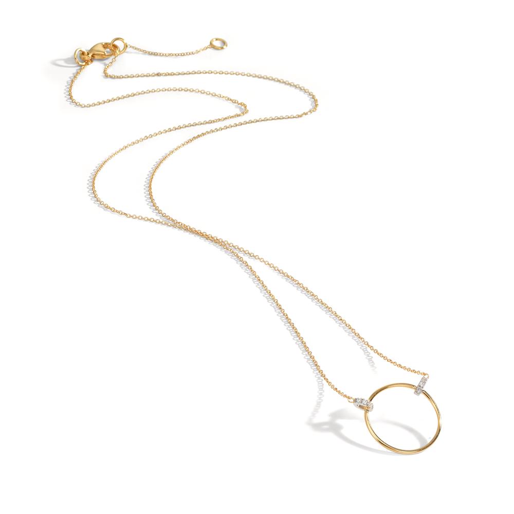 Collier 375/9K geel goud, 375/9K witgoud Zirkonia 6 Steen 42-45 cm Ø14 mm