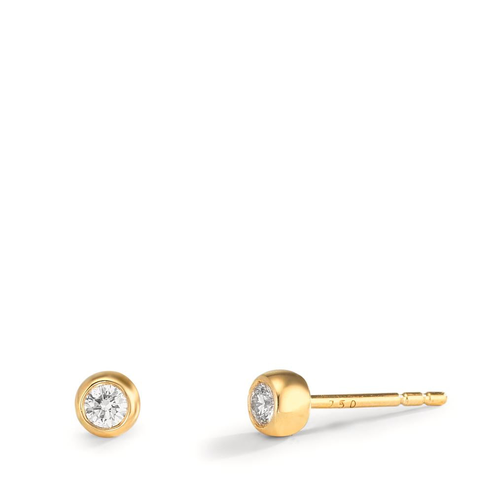 Oorknoppen 750/18K geel goud Diamant 0.10 ct, 2 Steen, w-si Ø3.5 mm