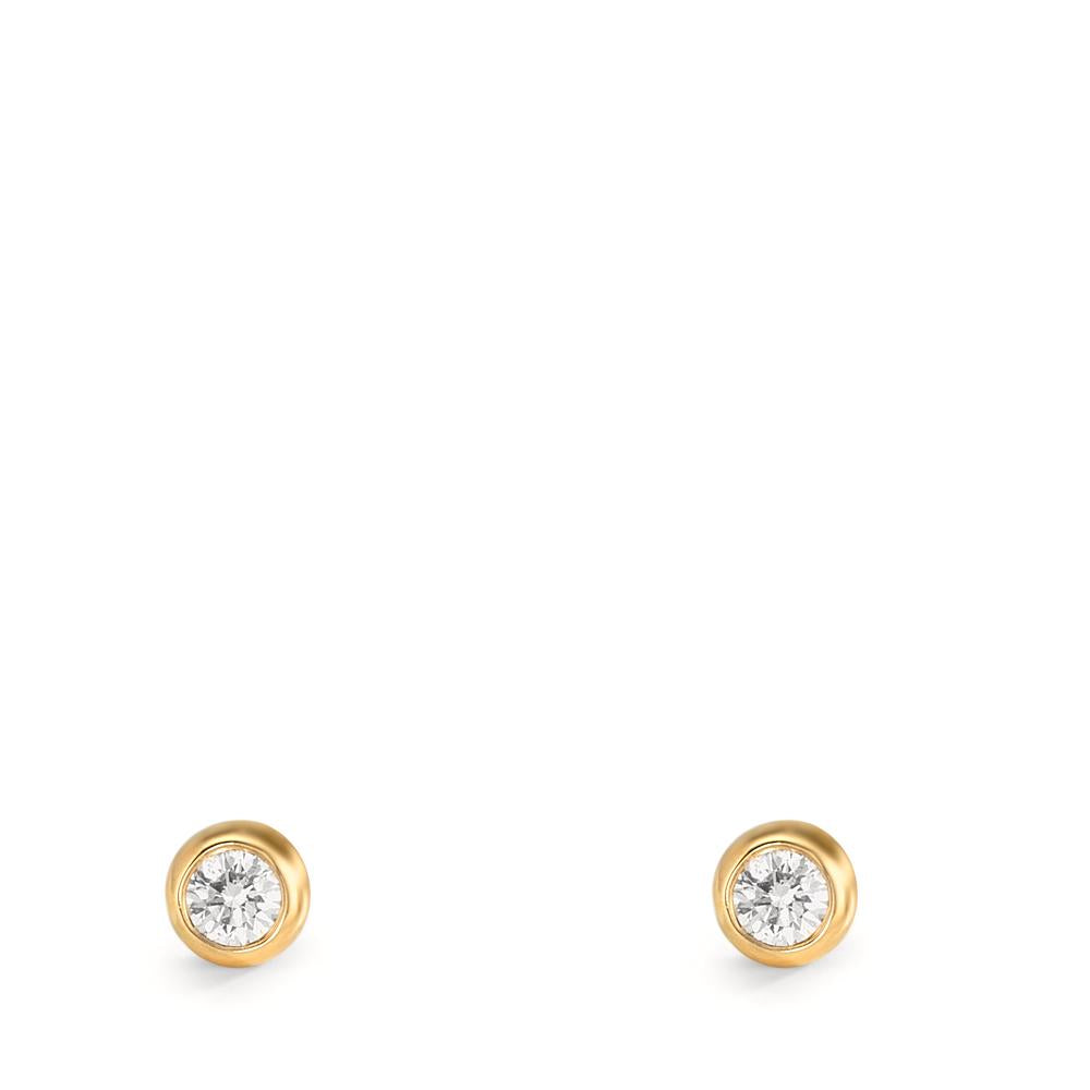 Oorknoppen 750/18K geel goud Diamant 0.10 ct, 2 Steen, w-si Ø3.5 mm