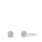 Oorknoppen 750/18K witgoud Diamant 0.112 ct, 14 Steen, w-si Ø4 mm