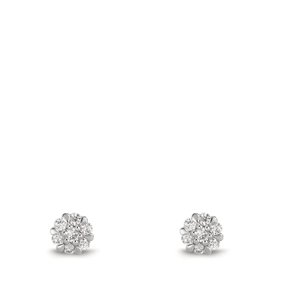 Oorknoppen 750/18K witgoud Diamant 0.112 ct, 14 Steen, w-si Ø4 mm