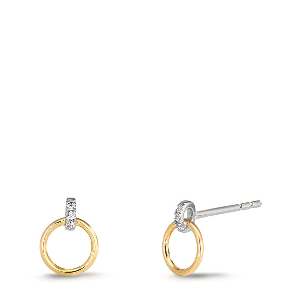 Oorknoppen 375/9K geel goud, 375/9K witgoud Zirkonia 6 Steen