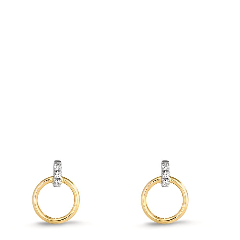 Oorknoppen 375/9K geel goud, 375/9K witgoud Zirkonia 6 Steen
