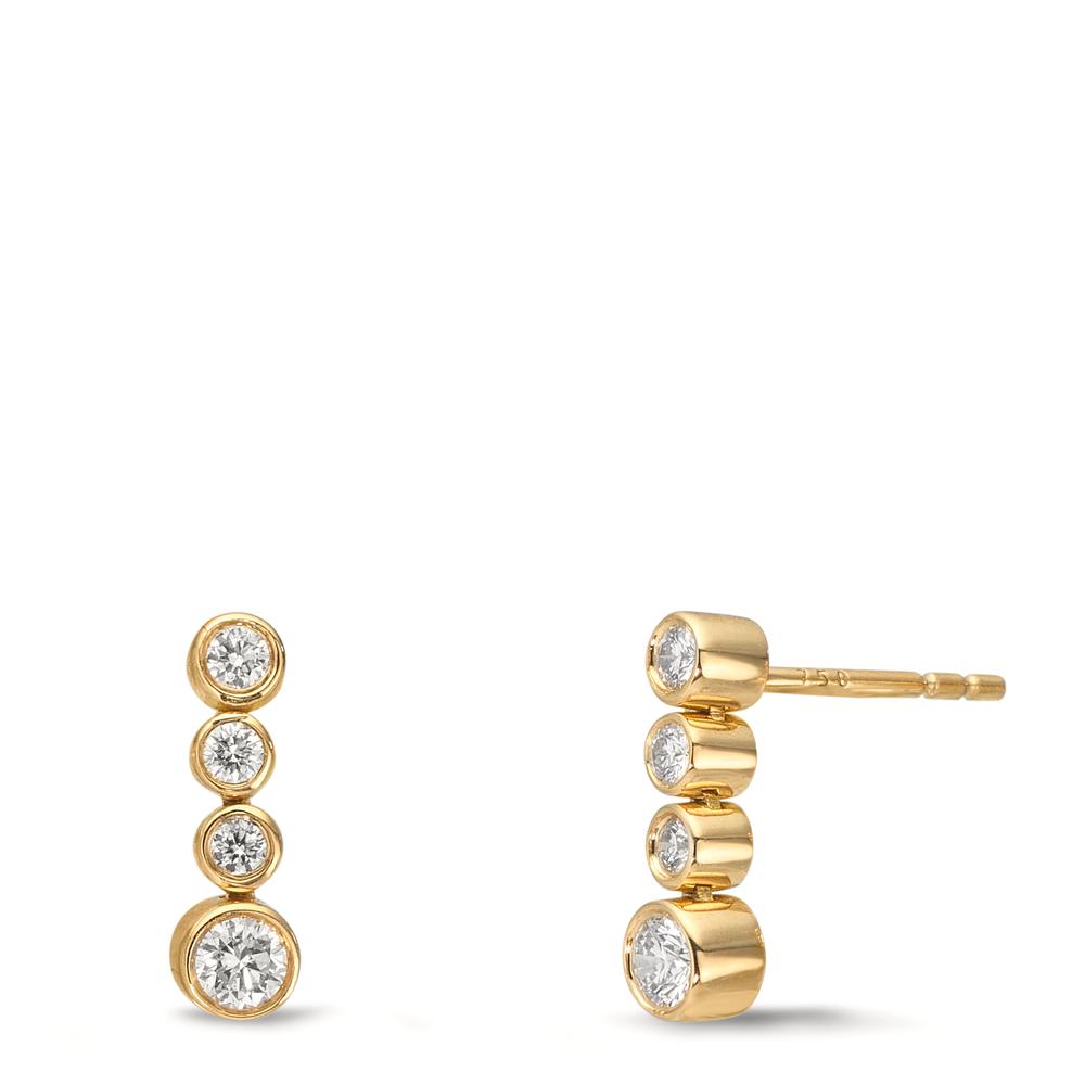 Oorbellen 750/18K geel goud Diamant 0.27 ct, 8 Steen, w-si