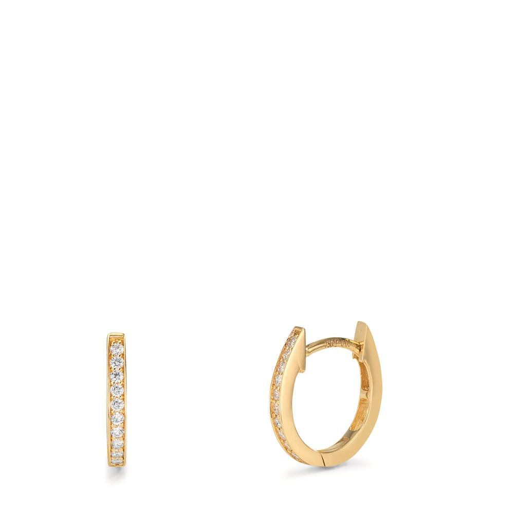 Scharnier oorringen creolen 750/18K geel goud Diamant 0.10 ct, 20 Steen, w-si