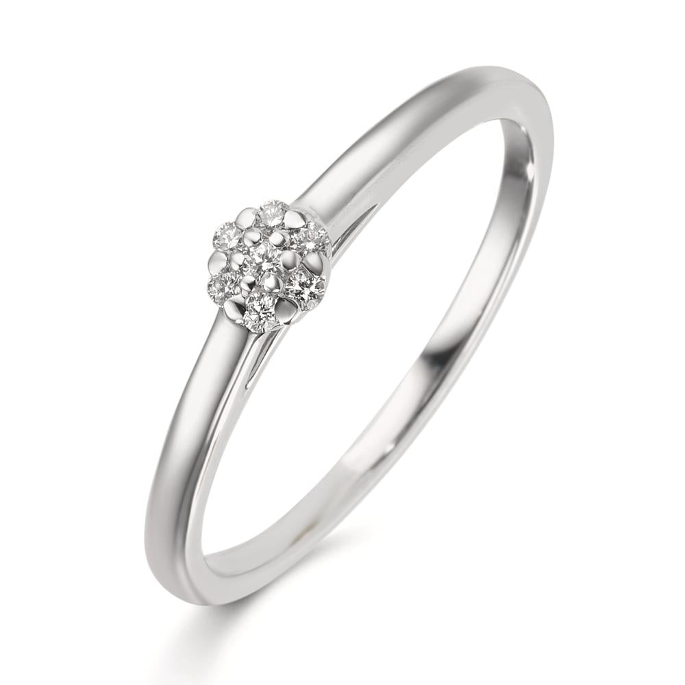 Ring 750/18K witgoud Diamant 0.06 ct, 7 Steen, w-si