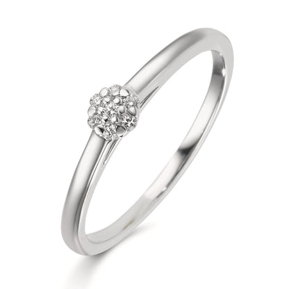 Ring 750/18K witgoud Diamant 0.06 ct, 7 Steen, w-si