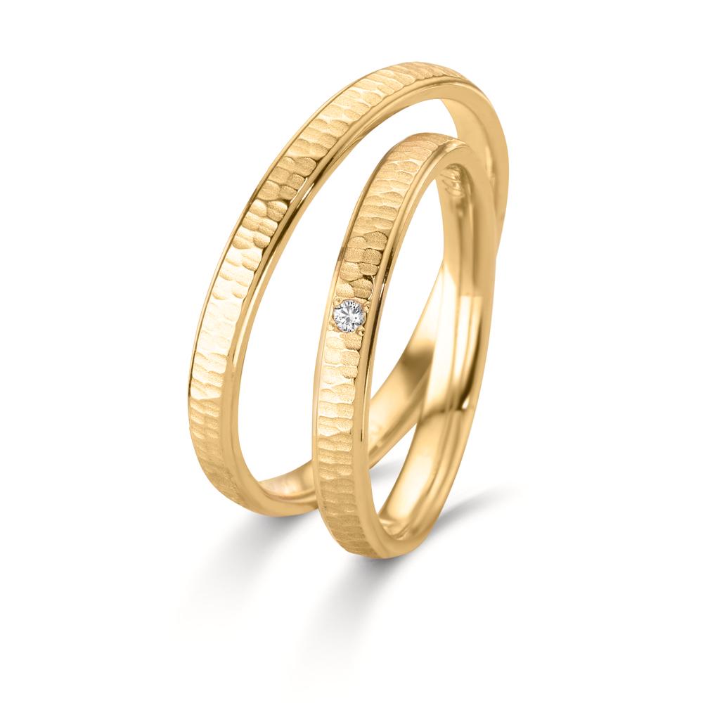 Partnerring 750/18K geel goud Diamant 0.014 ct, w-si