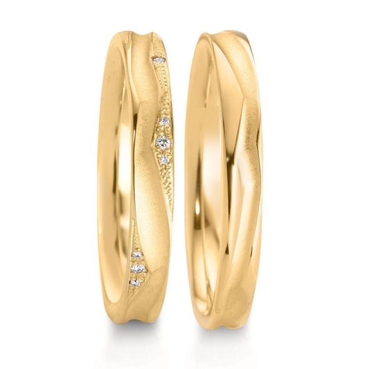 Partnerring 750/18K geel goud Diamant 0.033 ct, 12 Steen, w-vsi