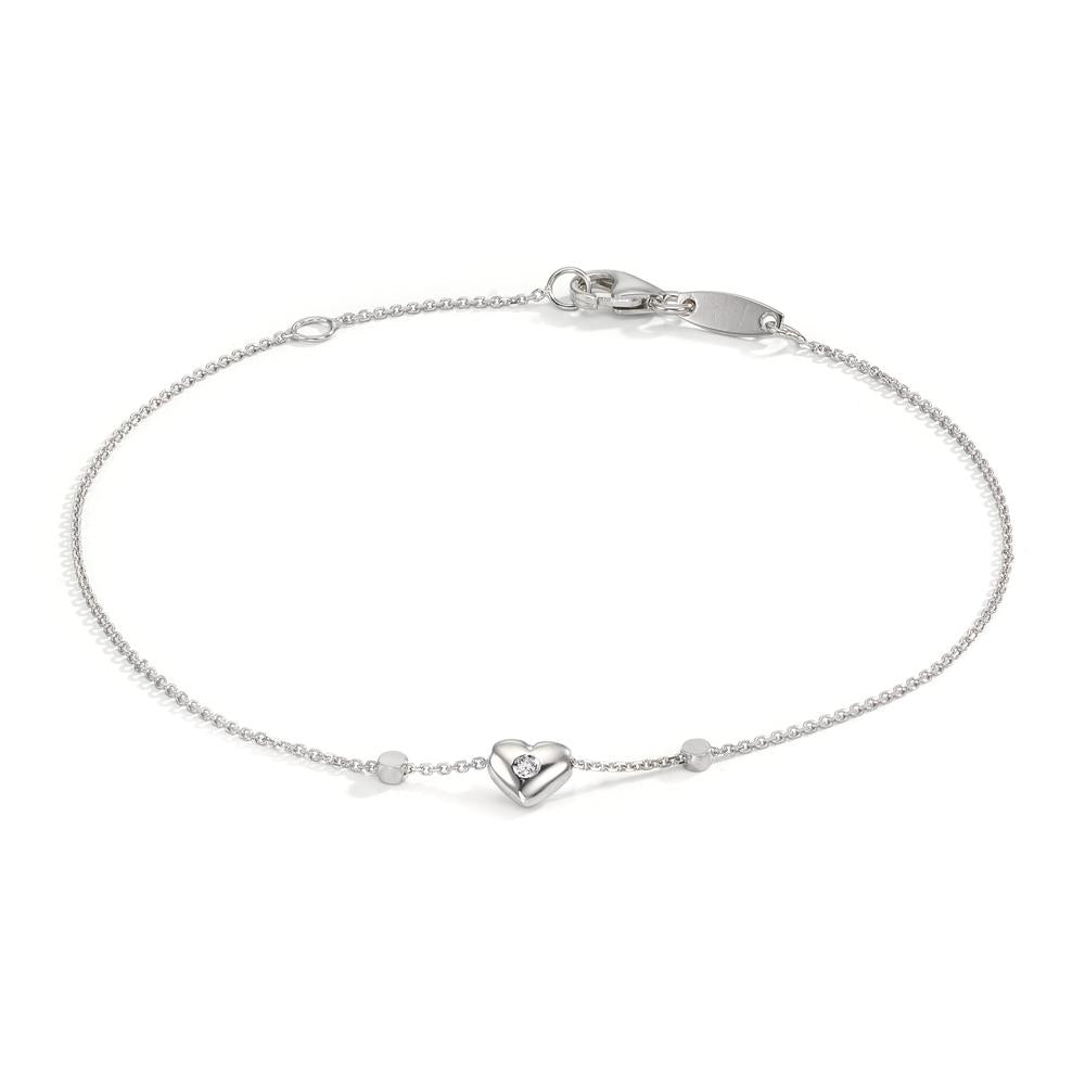 Armband 750/18K witgoud Zirkonia 2 Steen Hart