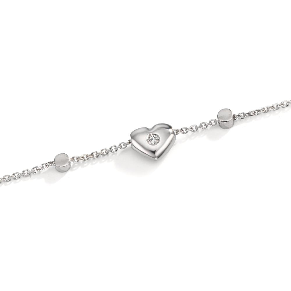 Armband 750/18K witgoud Zirkonia 2 Steen Hart