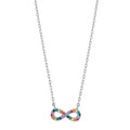 Collier Zilver Zirkonia kleurrijk Gerhodineerd Oneindigheid 42-45 cm