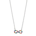Collier Zilver Zirkonia kleurrijk Gerhodineerd Oneindigheid 42-45 cm