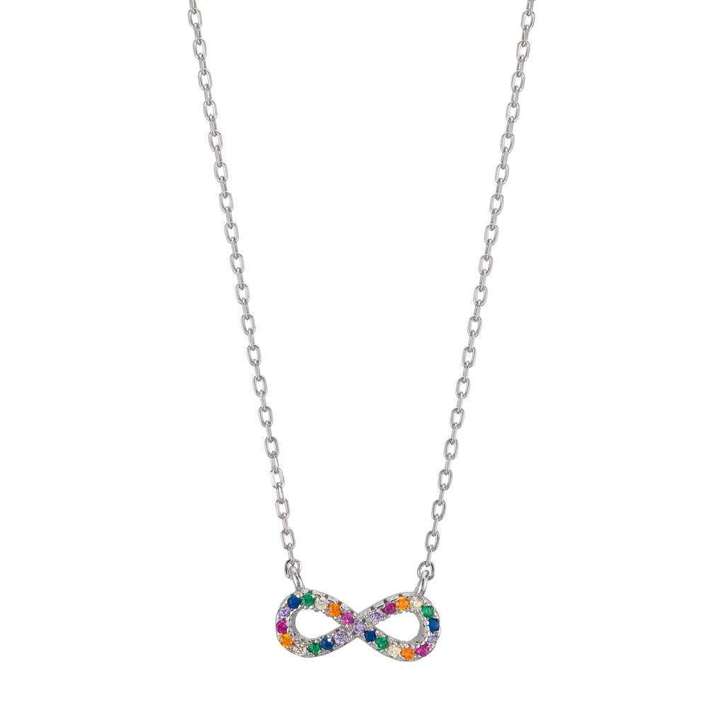 Collier Zilver Zirkonia kleurrijk Gerhodineerd Oneindigheid 42-45 cm