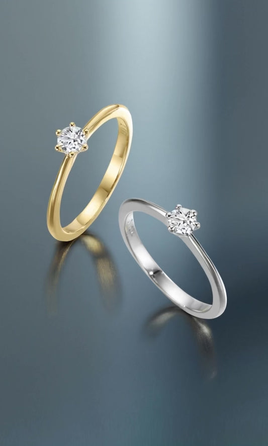 Solitaire ring 750/18K witgoud Diamant 0.20 ct, w-si