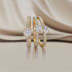 Solitaire ring 750/18K geel goud Diamant 0.34 ct, 17 Steen, w-si