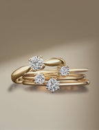 Solitaire ring 750/18K geel goud, 750/18K witgoud Diamant 0.15 ct, w-si