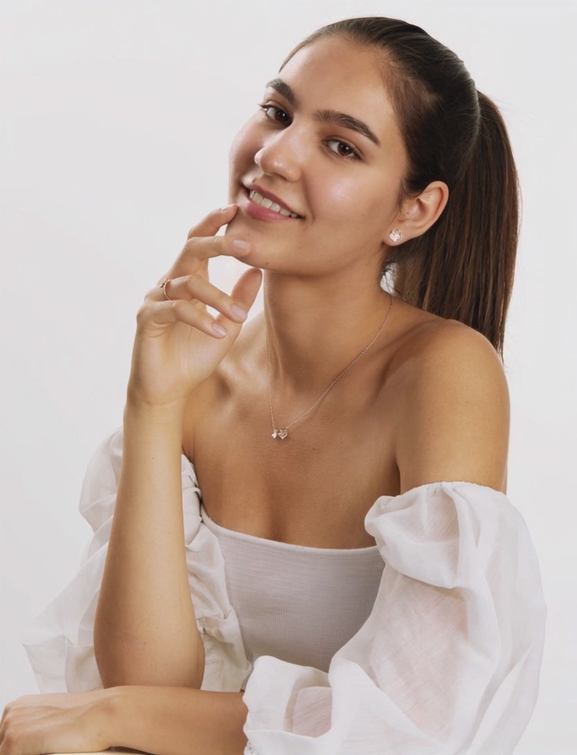 Collier Zilver Zirkonia Rosé Verguld Bloem 42-45 cm