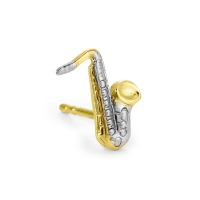Oorknop 1 stuk 750/18 krt geel goud Saxofoon