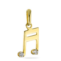 Hanger 750/18 krt geel goud Diamant 0.04 ct, 2 Steen, w-pi1 Muzieknoot