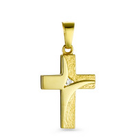 Hanger 750/18 krt geel goud Zirkonia Kruis