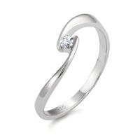 Solitaire ring 750/18K krt witgoud Diamant wit, 0.06 ct, [Brillant], w-si